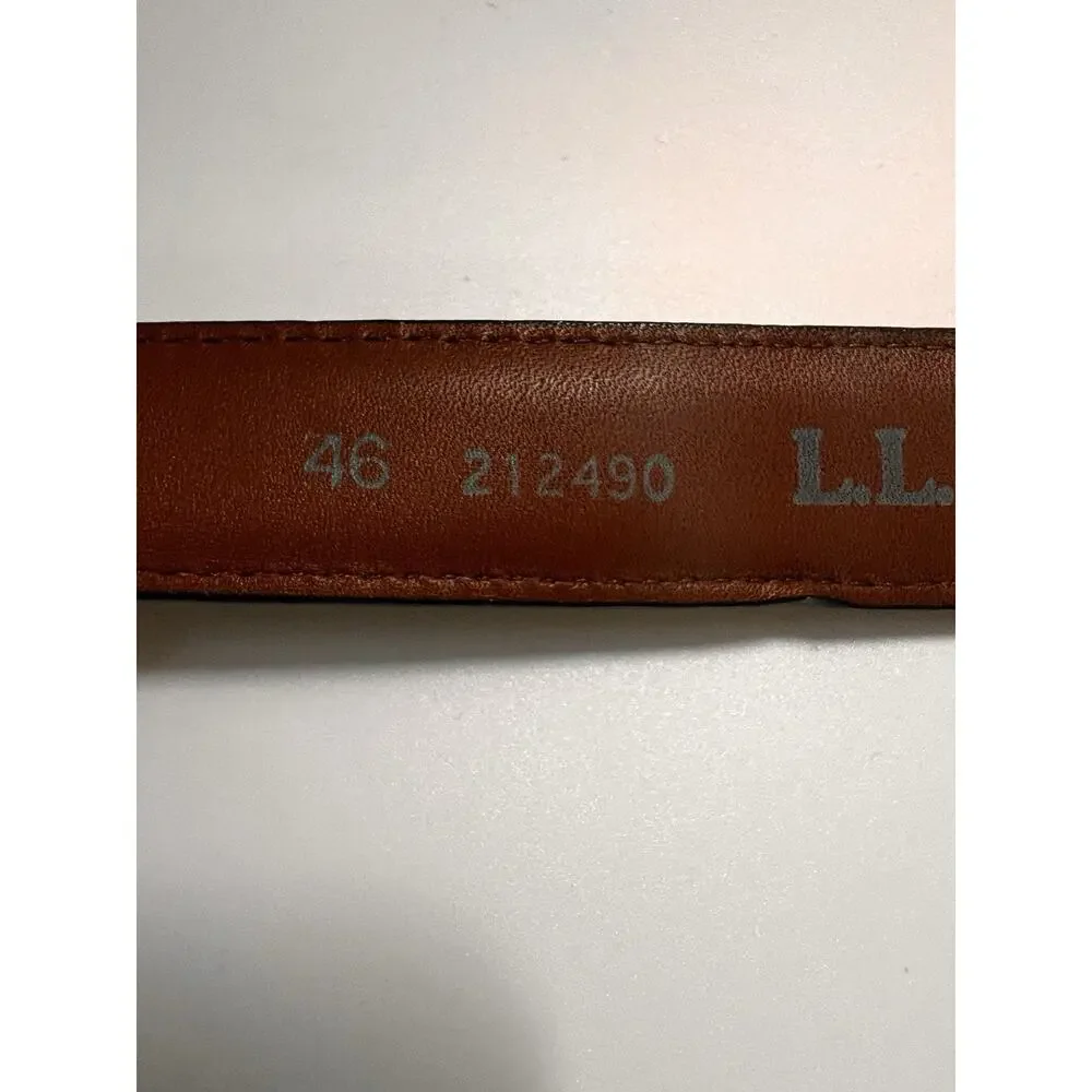 LL Bean Men’s Black Full Grain Leather Belt Made‎ in USA Sz 45”-49” Classic
